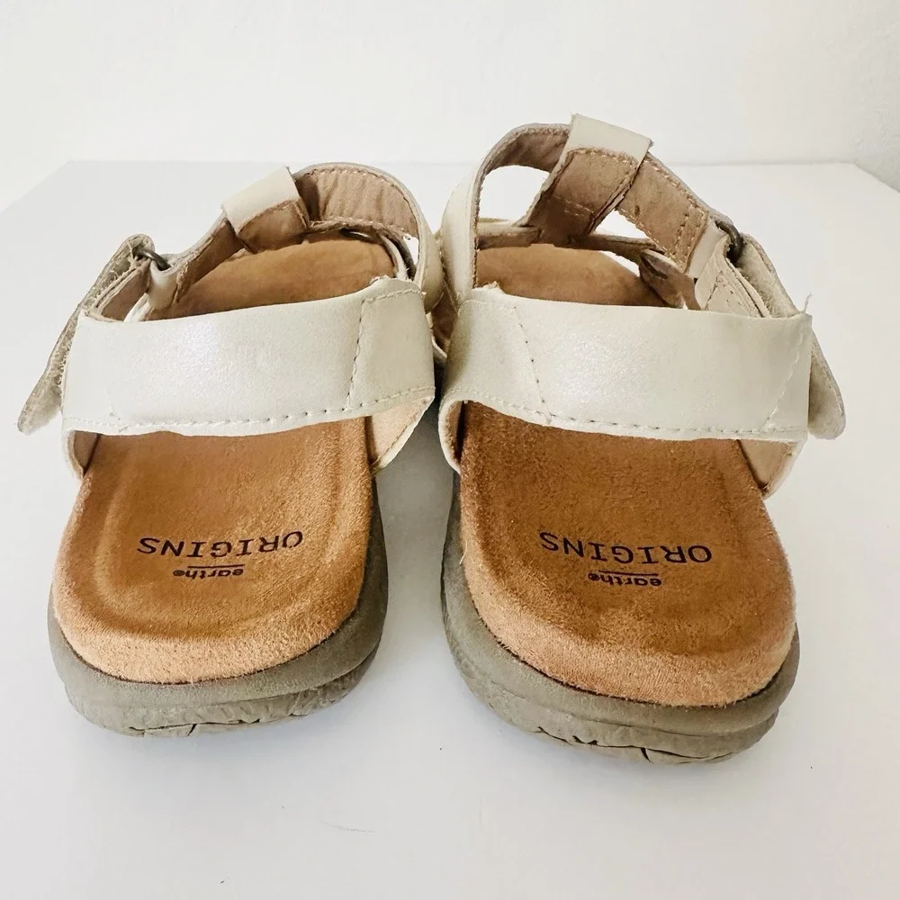 Earth Origins Sandals Womens Sz 7.5 Sand White Savanna Slingback Leather Comfort